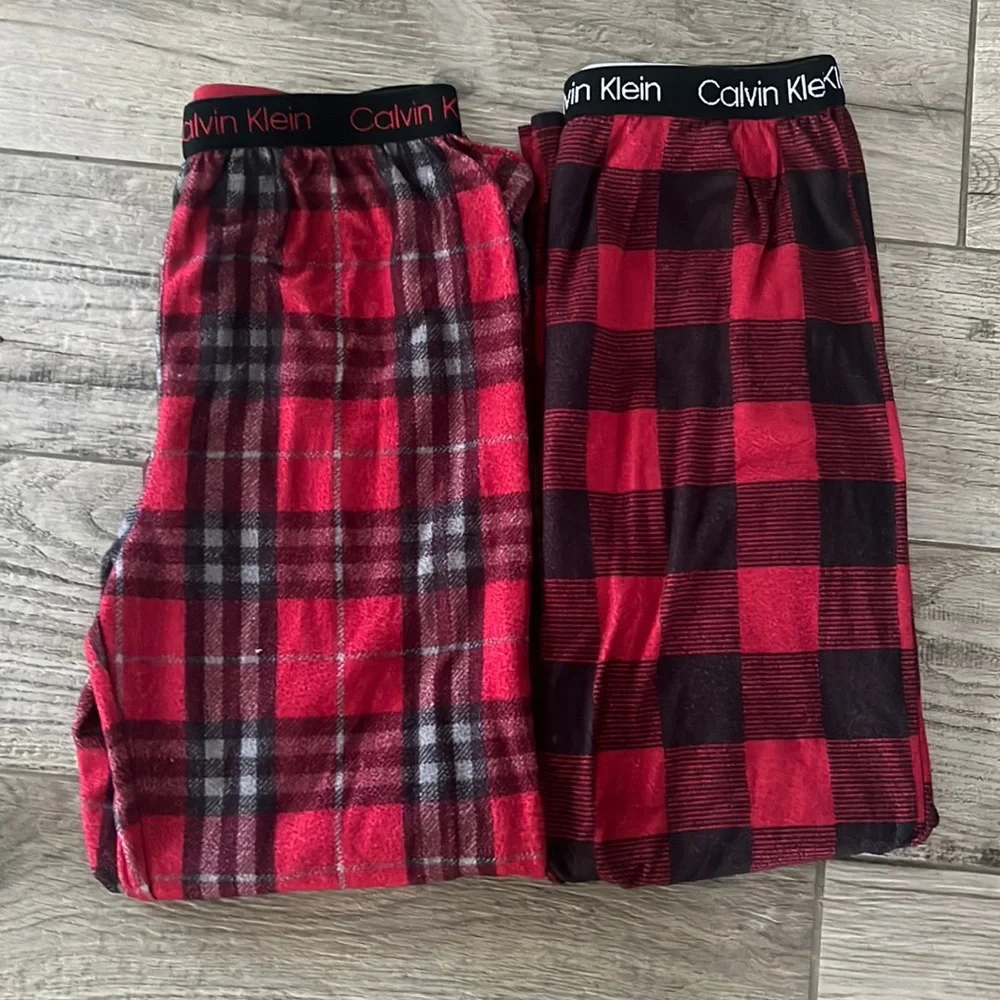 Bundle of 2 Calvin Klein flannel pj bottoms, sz 7/8